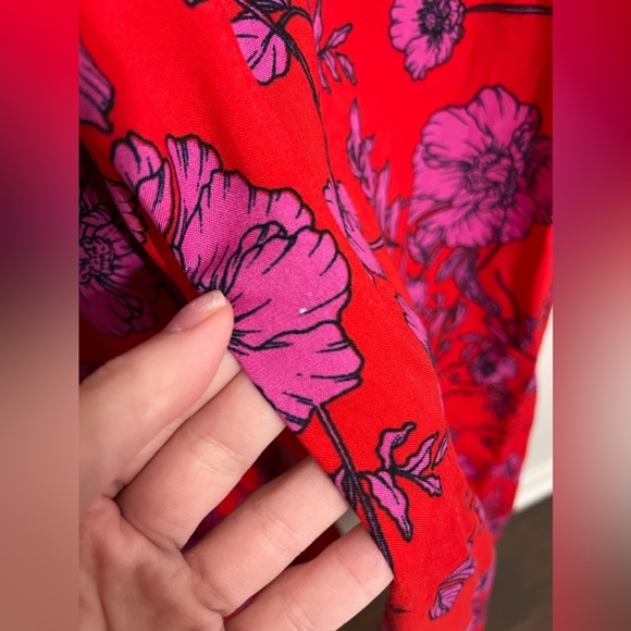 B.O.G Red & Purple Floral Print Strapless Jumpsuit | Size Large - Picture 7 of 8